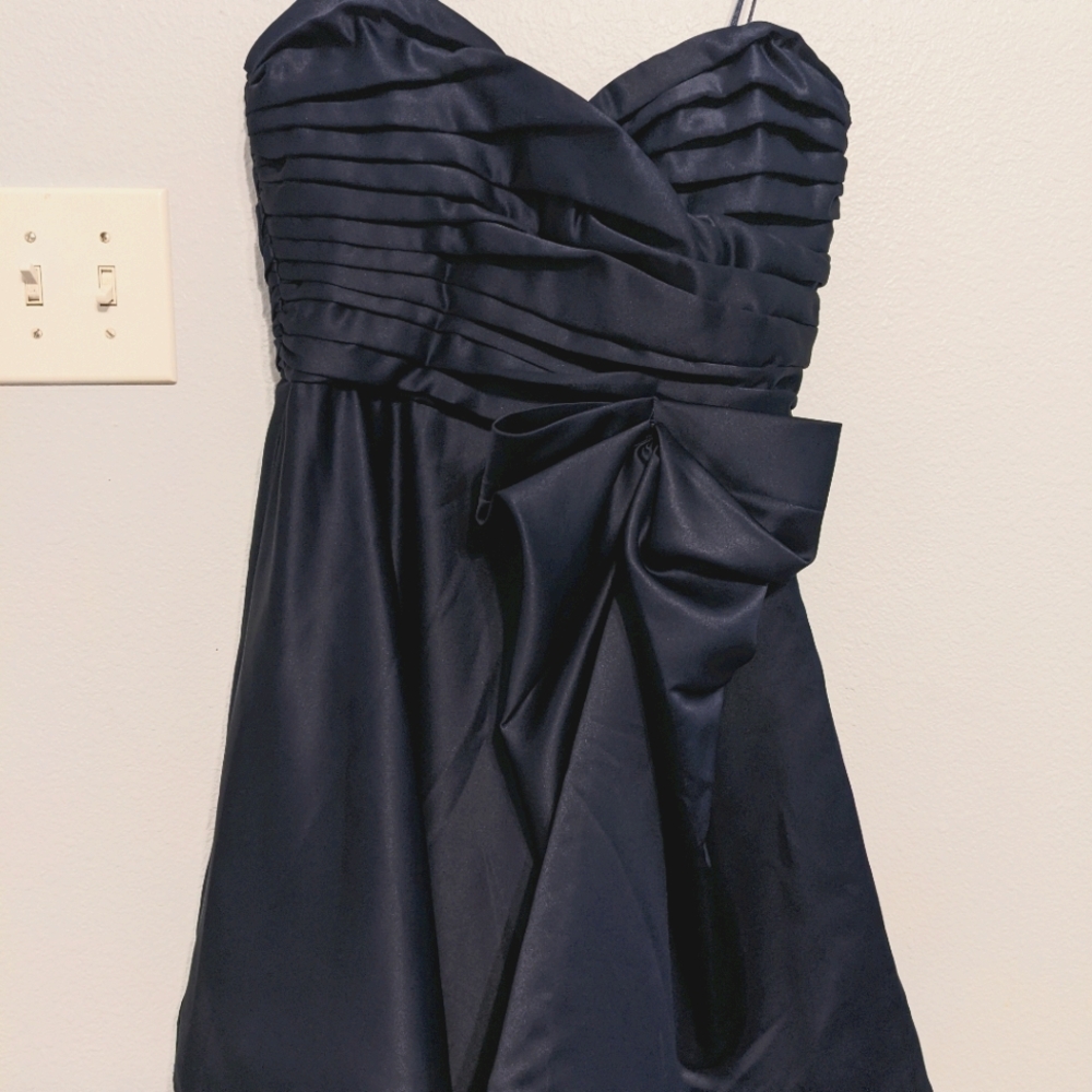 ABS Navy Fit & Flare Dress